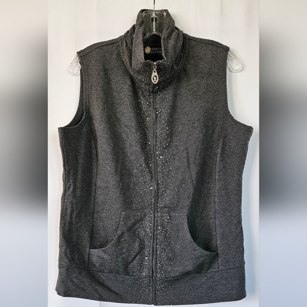 Christine Alexander Sleeveless zip up bling vest size medium